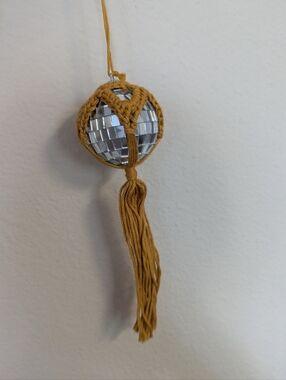 Handmade Mustard Yellow Mirror Disco Ball Ornament